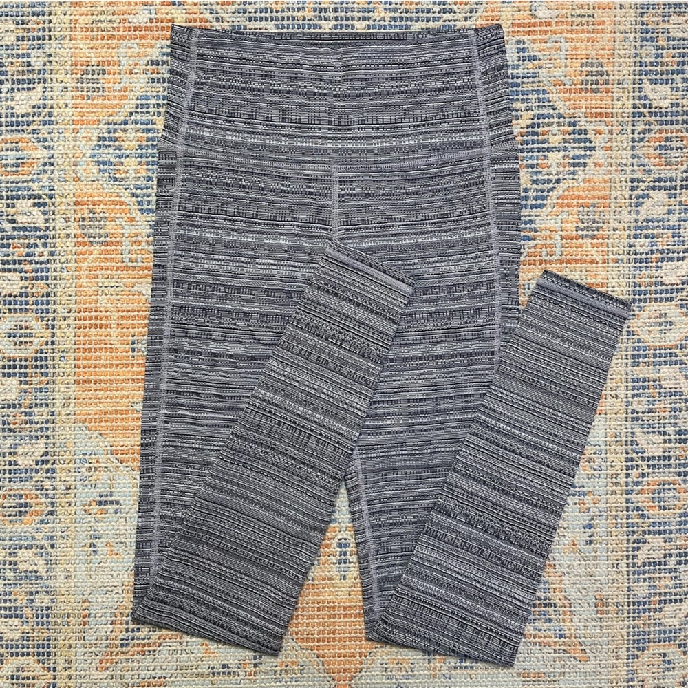Athleta Jacquard Leggings Textured Black White XXS High Rise Full Length